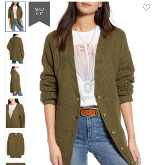 Treasure & Bond Sweaters - TREASURE & BOND Olive Sarma Cable Cardigan M/L